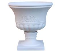 Decorative Urn Planter with Large Plant Pot Stand - Classic Outdoor & Indoor Flower Pot - Weather-Resistant Garden & Patio Decor - Elegant Ornamental Planter for Plants (White, 43X45CMS)