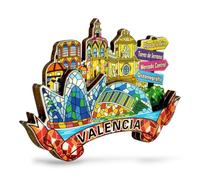 Decorative Valencia Refrigerator Magnet | Mosaic Souvenir Featuring City of Arts and Sciences | Spain Travel Keepsake | Quality Wooden Design