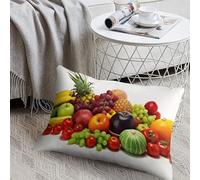 Decorative Variety Fresh Vegetables Fruits Lumbar Throw Pillow Covers 8x12 with Hidden Zipper Outdoor Couch Pillow Cases for Sofa Bed Living Room Garden Plush Pillowcase Farmhouse Cushion Case Home