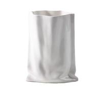 Decorative Vase Bag Shaped Vase in Morandi Tones Minimalist Ceramic Pleated Flower Vessel Decor Ornament for Home Decor(White)