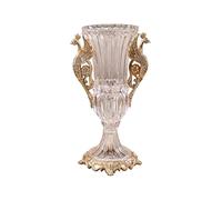 Decorative Vase For Flower Peacock Crystal Glass Vase 42cm High And 28cm Wide Large Cup-Shaped Flower Vase For Home Hotel Wedding Decoration Gift Table Entryway Decor
