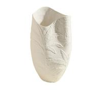 Decorative Vase White Ceramic Vase with Leaf Relief Hydroponic Fresh Flower Vessel Decor Ornament for Home Decor