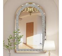 Decorative Venetian Wall Mirrors Arched : Elegant Artistic Look 5mm Thick Silver Hung Mirrors 600x900mm Hand Polished Crystal Crush Diamond Embedded Walls Mirror Furniture Decorative
