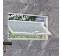 Decorative Ventilated Window with Anti-peep Glass, 360 Degree Rotating Windows Flush Mount, Household Storm Window for Shed Garage Bathroom(White,65x60cm/25.6x23.6in)