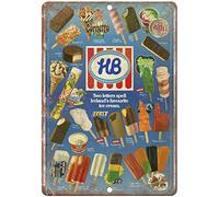 Decorative Vintage Retro Metal Sign Hb Ice Cream Ireland 80'S Menu Metal Tin Sign 8 X 12 Inches