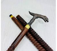 Decorative Walking Cane Antique Brass Handle Walking Stick 3-Folding Design, 36 Inch Size, and Comfort, Medium, Brown (Jaguar handle walking stick)
