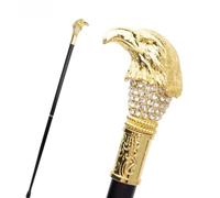 Decorative Walking Stick, 93cm, Golden Eagle Head with Crystals, Black and Gold Vintage Style Cane