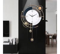 Decorative Wall Clock for Living Room, Silent Quality Quartz Non-Ticking Battery Operated, Metal Modern Large Wall Clocks with Pendulum for Kitchen Home Bathroom Bedroom Wall Decor,14.9x25.5inch