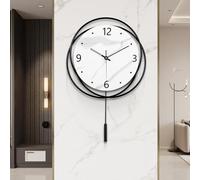 Decorative Wall Clock Silent Non-Ticking Quality Quartz Battery Operated with Cylindrical Pendulum, Large Wall Clock for Living Room Kitchen Office Bathroom Bedroom Wall Art, 12.7x18Inch(White)