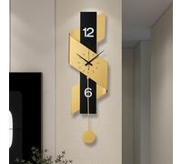 Decorative Wall Clock with Pendulum - Elegant Design, Battery Operated, Iron Construction, 80cm x 24cm