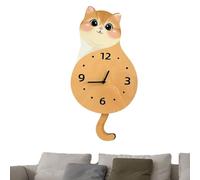 Decorative Wall Clock with Silent Digital Cat Ornament with Movable Tail for Bedroom, Living Room, Kitchen, Bathroom, Home and School