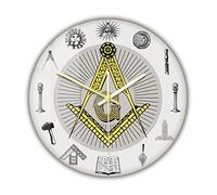Decorative Wall Clocks 12 Inch The Masonic Exchange White Square Compass Masonic Symbols Wall Clock Freemason Fancy Home Decor Clock Silent Quartz Wall Watch 30cm