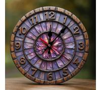 Decorative Wall Clocks Battery Operated - 10 Inch Modern Wooden Purple Compass Rose 2D Print Non Ticking Silent Wall Clocks for Living Room Office Bedroom Kitchen Hotel Bathroom Decor