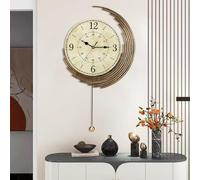 Decorative Wall Clocks with Pendulum,Silent Quality Quartz Movement Battery Operated,Vintage Wall Clock for Living Room Kitchen Home Bathroom Bedroom Wall Decor,13x22Inch,Retro Golden