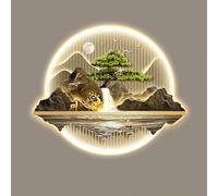 Decorative Wall Lamp with 3D Light to Hang On The Wall, Traditional Oriental Paint to Hang On The Wall, Green Welcome Pine Wall Lamp, 60cm/24in