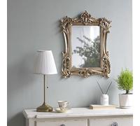 Decorative Wall Mirror, Luxury Baroque Style Rectangular Vanity Mirror for Bathroom or Entryway - Antique Gold Finish, Victorian Design, Elegant Home Decor