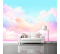 Decorative Wall Mural Abstract Bright Colors Dreamy Clouds Printed Wallpaper, Paste The Wall Installation 250 x 175 cm（WxH Modern Photo Wallpaper for Bedroom and Living Room Pink