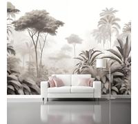 Decorative Wall Mural Digital Art Tropical Plants Palm Trees Printed Wallpaper, Paste The Wall Installation 400 x 280 cm（WxH Modern Photo Wallpaper for Bedroom and Living Room White