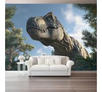 Decorative Wall Mural Dinosaur Tyrannosaurus Rex Forest Printed Wallpaper, Paste The Wall Installation 138" x 101"/350 x 256 cm(WxH) Modern Photo Wallpaper for Bedroom and Living Room Color