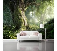 Decorative Wall Mural Fantasy Forest Printed Wallpaper, Paste The Wall Installation 138" x 101"/350 x 256 cm(WxH) Modern Photo Wallpaper for Bedroom and Living Room Green Tree