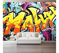 Decorative Wall Mural Wallpaper 200 x 140(WxH), Graffiti Colorful Lettering Culture Design Non-Woven Wallpaper for Bedroom Living Room TV Backdrop Hallway Hall Lounge Feature Wall Multicolor
