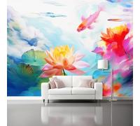 Decorative Wall Mural Watercolor Style Flowers Art Printed Wallpaper, Paste The Wall Installation 350 x 256 cm（WxH Modern Photo Wallpaper for Bedroom and Living Room Color