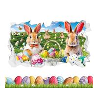 Decorative Wall Stickers | Cute Cartoon Rabbit Art Sticker Wallpaper | Broken Holes Design Rabbit Wall Stickers - For Bathroom Decor Nursery Room