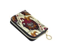 Decorative Wallets for Women Leather Card Holder Wallets RFID Blocking Sinister Joker Funny Zipper Travel Wallet with Key Ring
