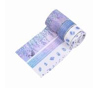 Decorative Washi Tape Set 4 Rolls 30mm 15mm 5mm Widths 2m Each Colorful Masking Tape for DIY Craft Scrapbooking Journal Diary Photo Gift Box Card Planner (Thousand Summer)