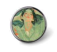 Decorative Wearing Green Shirt Brooch Pin Fashion Lapel Pins for Women Men Lapel Badge Funny Brooches for Suits Clothing Jackets Hats Backpacks Purses Bag Accessories-Round