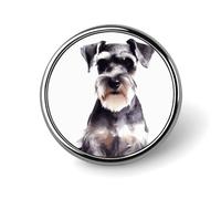 Decorative Well-behaved Schnauzer Brooch Pin Fashion Lapel Pins for Women Men Lapel Badge Funny Brooches for Suits Clothing Jackets Hats Backpacks Purses Bag Accessories-Round
