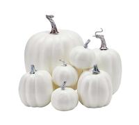 Decorative White Foam Pumpkins 7 Piece Set