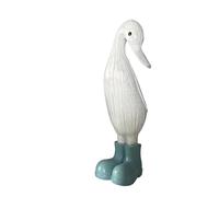 Decorative White Resin Duck Figurines with Light Blue Wellies, 23cm & 28cm Tall - Ornament for Home Decor, Living Room, Nursery, or Garden (Small Duck Only 23cm)