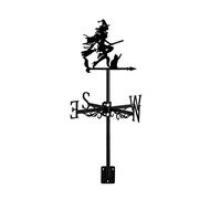 Decorative Wind Vane Black Metal Witch Sorceress Weathervane Garden Mount Yard, Stainless Steel Weathercock Farm Scene, Style G (Style D)