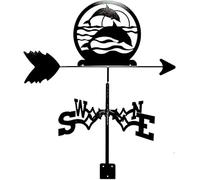 Decorative Wind Vane, Weathervane Stainless Steel Long-Lasting Vintage Weather Vane with Anti-Rust Coating for Garden Patio Yard Wind Direction Indicator Measuring Tool Ornament(Dolphin)