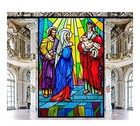Decorative Window Film,Religious Character Stained Glass Vinyl Window Film,Static Cling Window Decal Window Film for Bathroom Window in A Shower,H,45x90cm(18"x36")
