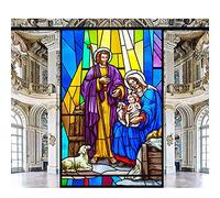 Decorative Window Film,Religious Character Stained Glass Vinyl Window Film,Static Cling Window Decal Window Film for Bathroom Window in A Shower,K,45x80cm(18"x32")