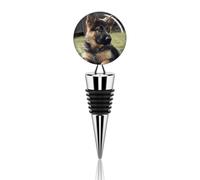 Decorative Wine Bottle Stoppers German Shepherd Puppy Printed Wine Stoppers Reusable Zinc Alloy Silicone Wine Stoppers Fits Christmas Bar Wedding Gift Standard Bottles
