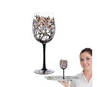 Decorative Wine Glasses, Lolita Drinkware for Wine Lovers, Four Seasons Tree Artisan Painted Glasses, Large Glass with Unique Design for Home Decor and