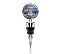 Decorative Wine Stoppers with Beautiful Art Decoration, Zinc Alloy Reusable Lighthouse Diamond Painting Wine Bottle Stoppers, Elegant Beverage Bottle Sealer for Gifts, Bar, Party