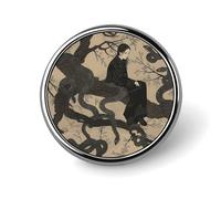 Decorative Woman Sitting on Branch Brooch Pin Fashion Lapel Pins for Women Men Lapel Badge Funny Brooches for Suits Clothing Jackets Hats Backpacks Purses Bag Accessories-Round