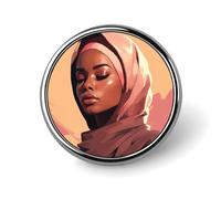 Decorative Woman Wearing Scarf Brooch Pin Fashion Lapel Pins for Women Men Lapel Badge Funny Brooches for Suits Clothing Jackets Hats Backpacks Purses Bag Accessories-Round