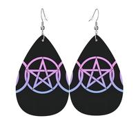 Decorative Women Earring Triple Moon Goddess Wiccan Pagan Witch Drop Earrings Novelty Teardrop Leather Earrings For Ladies Party Decorations