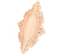 Decorative Wood Applique Oval Rubber Wood Carved Ornament