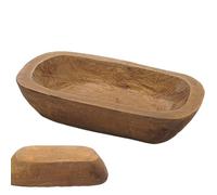 Decorative Wood Bowl - Hand Carving Dough Dish | Wooden Bread Bowl with Rustic Style, Serving Bowls with Natural Finish for Candle Fruit Table Centerpiece Kitchen Counter Home Bakery Display