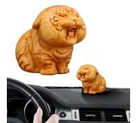 Decorative Wood Carving - Wild Cat Home Decor, Chinese Zodiac Tiger Figurine Wooden | Chinese Zodiac Wooden Tiger Ornament for Home Office Table