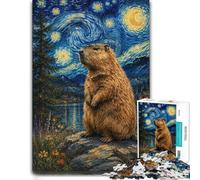 Decorative Wood Puzzle, Adults, Groundhog Starry Night Sky, 1000 Pieces | Colour and shape sorting - a clear section-by-section approach on weekends.