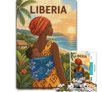 Decorative Wood Puzzle, Adults, Liberia Africa, 1000 Pieces | A screen-free tabletop activity - easier piece organisation on weekends.