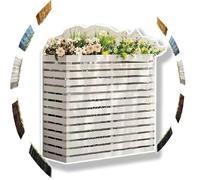 Decorative Wooden Air Conditioner Cover & Plant Stand Outdoor AC Unit Fence Protection Grid for ACs & Heat Pumps Stylish White Design (Medium)