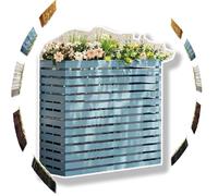 Decorative Wooden Air Conditioner Cover with Flower Stand Outdoor AC Unit Fence Protection Grid for ACs & Heat Pumps Plant Stand (Blue A Small)